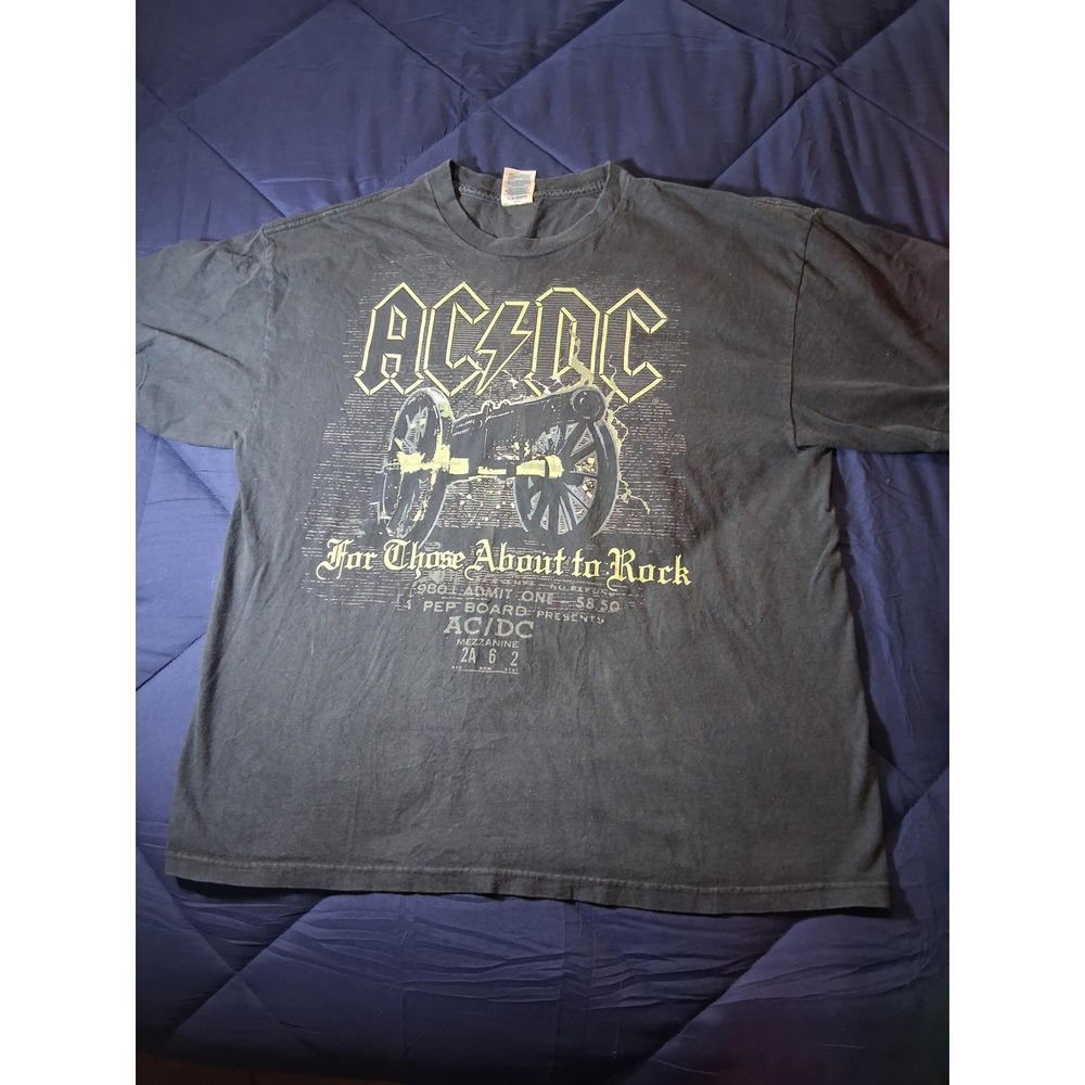 AC/DC For Those About to Rock‎ Graphic T-Shirt Delta Pro Weight Black Mens XL